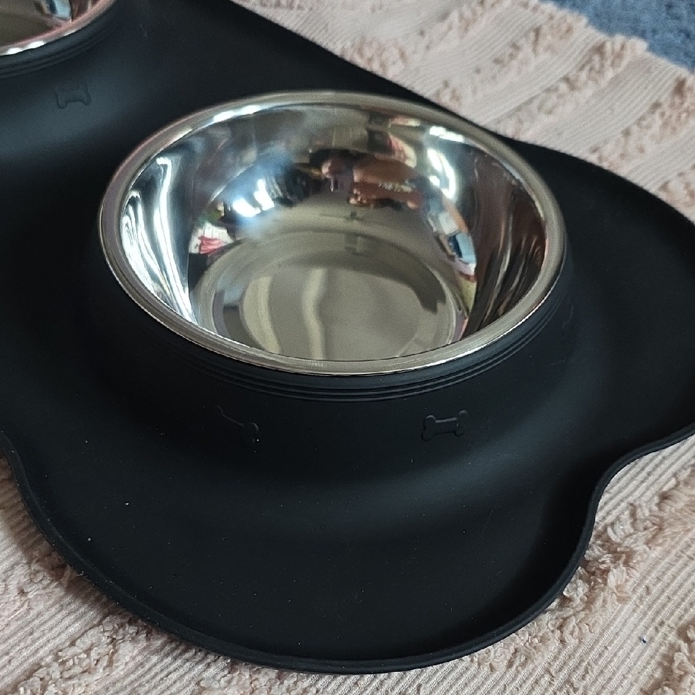Stainless Steel Pet Bowls with Black Mat - Picture 7 of 7